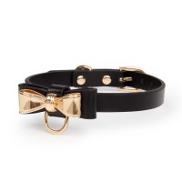 bdsm halsband met gouden strik zwart