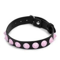 bdsm halsband roze studs