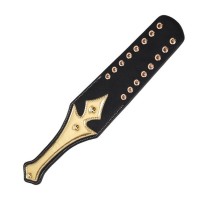 PU leren paddle met studs - goud/zwart - 37cm