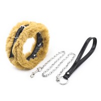 PU leren BDSM halsband bont met aanlijnriem