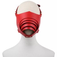 PU leren masker met mond opening - rood