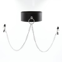 Tepelklemmen met halsband en slot - zwart