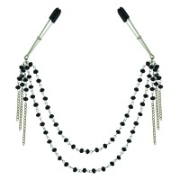 Tepelklemmen met ketting en zwarte balletjes sm