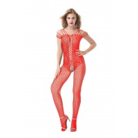 bodysuit compleet visnetpatroon rood
