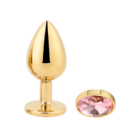 Buttplug goud roze kristal