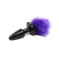 Siliconen buttplug met veren paars 36 - 110 mm