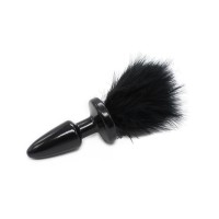 Siliconen buttplug met veren zwart 36 - 110 mm