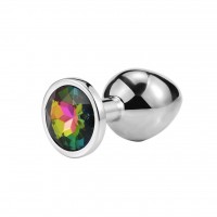 Stalen buttplug regenboog kristal 26 - 68 mm