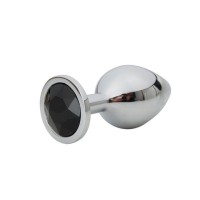 Stalen buttplug met zwart kristal 26 - 68 mm