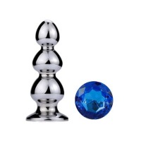Metalen buttplug 50 - 170 mm blauw kristal