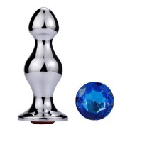 Metalen buttplug 48 - 145 mm blauw kristal