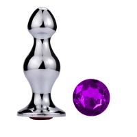 Metalen buttplug 48 - 145 mm paars kristal