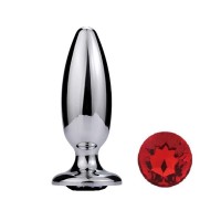 Metalen buttplug 38 - 125 mm rood kristal