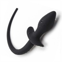 Buttplug hondenstaartje zwart 32 - 80 mm