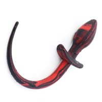 Buttplug hondenstaartje - zwart / rood