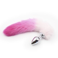 Metalen buttplug roze witte staart 