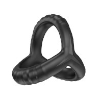 Siliconen cockring en ballstretcher - zwart
