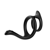 Siliconen cockring en ballstretcher - zwart