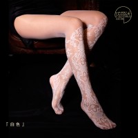 Transparante panty wit met bloemenpatroon - One Size