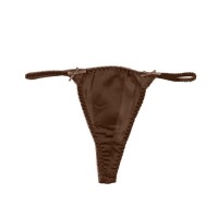 Zijde g-string met strikjes dames - bruin
