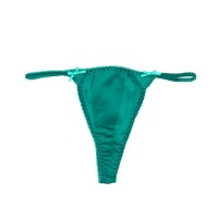 Zijde g-string met strikjes dames - groen