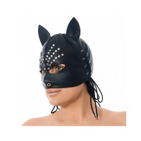 Bondage Play leren kat masker - zwart