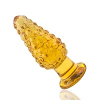 Glazen anaal dildo oranje transparant - 10.5 cm