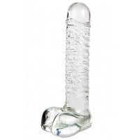 ribbel glazen dildo  - 21 cm