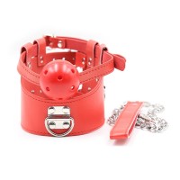 Rode halsband met ball gag en riem