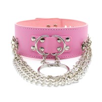 halsband met kettingen hangslot roze