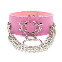 Halsband met kettingen en hangslot - roze