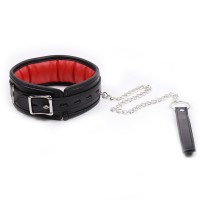 PU leren halsband met riem en rood kussen