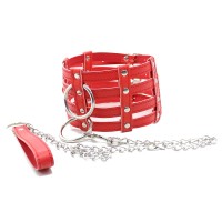 halsband met riemen en gesp rood