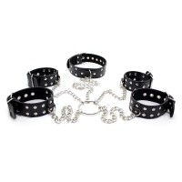 Leren boeienset met halsband - zwart