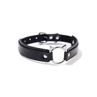 smalle katte zwarte halsband met ring