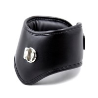 PU leren halsbandkussen ring en aanlijnriem - zwart