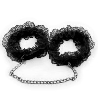 Handboeien plus ketting met kant zwart