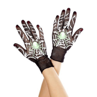 Zwarte spinnenweb handschoenen one size