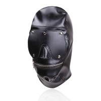 leren hoofdmasker blinddoek rits