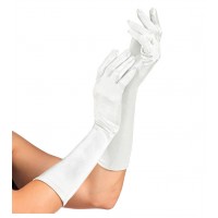 Lange witte satijnen handschoenen one size