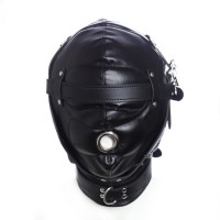 pu leren bdsm hoofdmasker hangslot mondgat