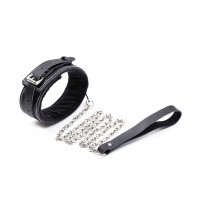 halsband met riem zwart sm