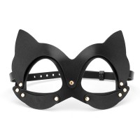 Leren kattenmasker met studs en oren – zwart