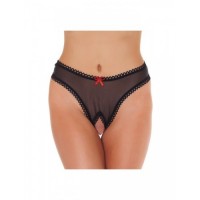 Amorable open string met strik - zwart