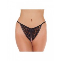 Amorable open tanga met luipaardprint - zwart