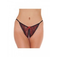 Amorable tanga met open kruis - zwart / rood