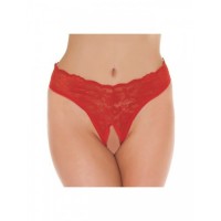 Amorable open string met bloemenpatroon - rood