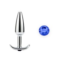 stalen buttplug blauw kristal