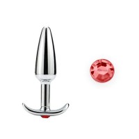 stalen buttplug rood kristal