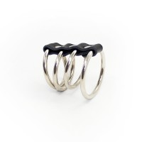 metalen cockringen met pu leren band 